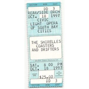 Vintage 1997 Shirelles Coasters Drifters Concert Ticket Stub Redondo Beach CA